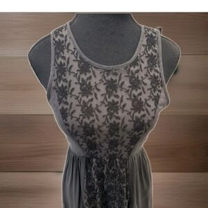 American Eagle Women’s Cotton Lace Gray Short Dress Sleeveless Back Zip Size 4
